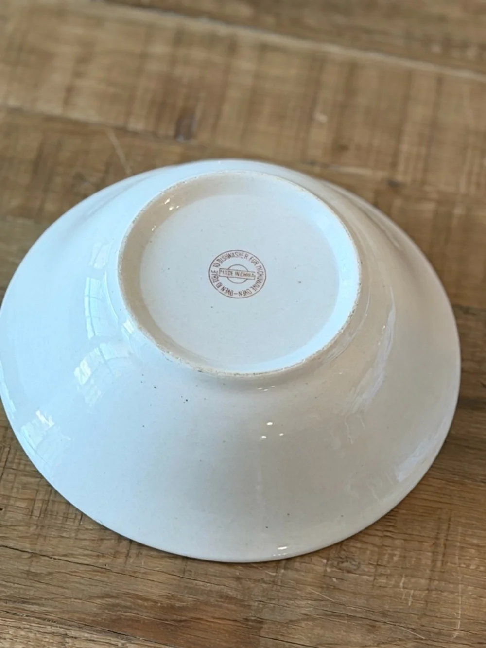 Vintage Double Blue Band Ceramic Serving Bowl. Speckled | Classic | 9” Ivory